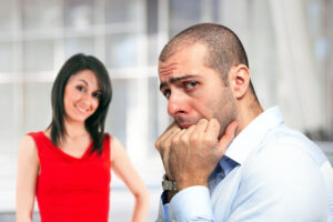 Two people standing in front of each other
