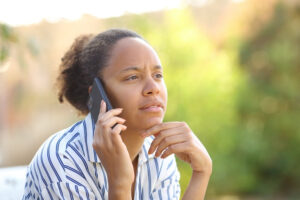 A woman talking on her cell phone