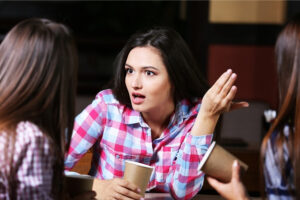 A group of friends having a discussion
