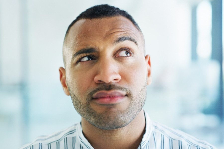 a person looking upwards